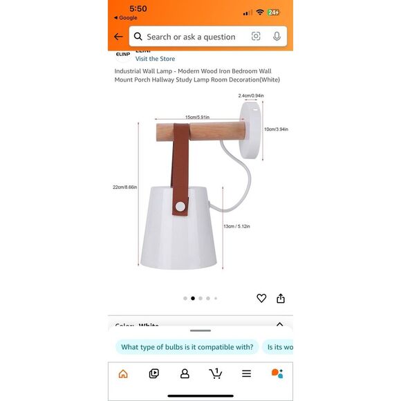 Other - Wall Scone Fixture Industrial Metal White Bedside Vanity Wall Lamp Set of 2